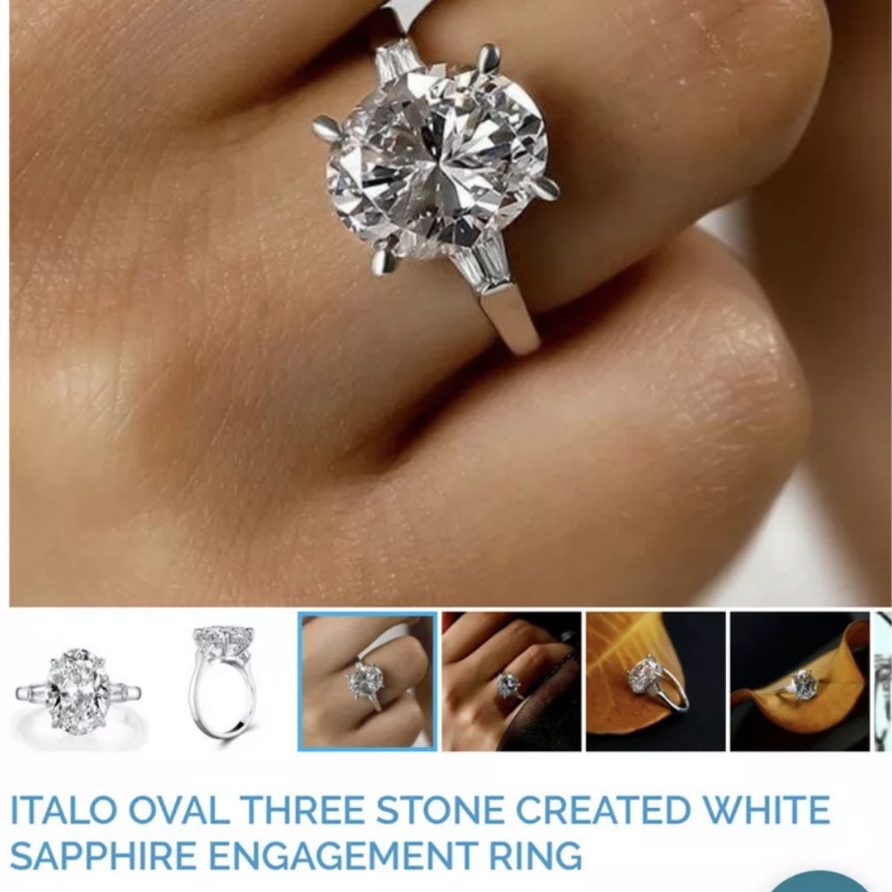 Italo created white sapphire solitaire w/accents